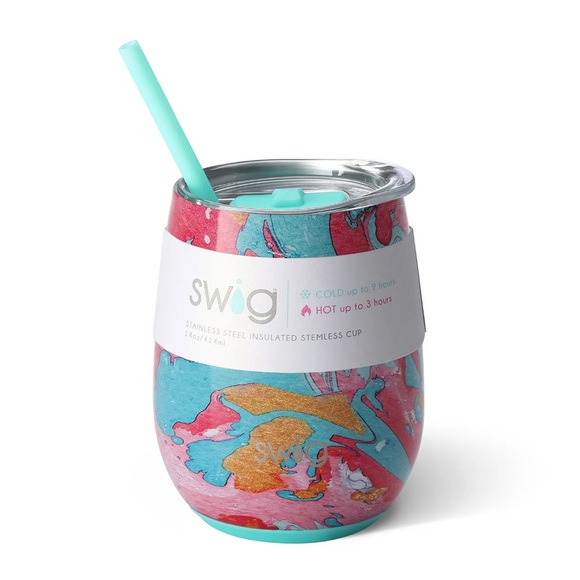 Swig Other - Swig Life Stainless Steel Stemless Wine Cup With Lid And Straw Cotton Candy 14oz
